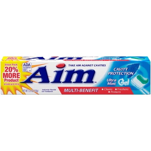 6 Pack Aim Cavity Protection Multi-Benefit Ultra Mint Gel Toothpaste 6 Oz Each