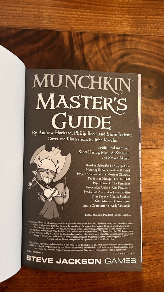 Munchkin Masters Guide (D20 System) 1st Edition 1st Printing