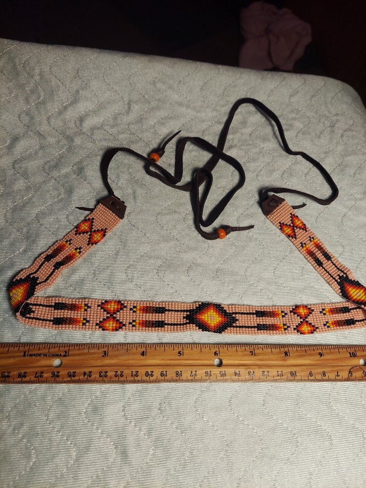 Handmade Beaded Hatband, Pink Arrow