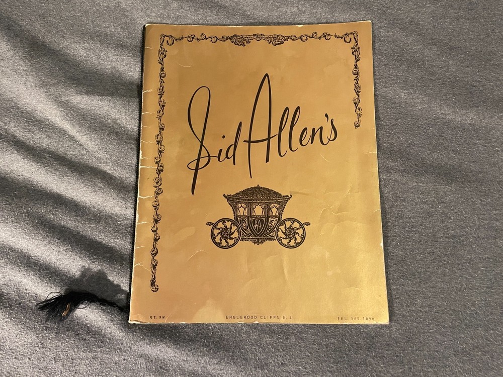 Sid Allen's Restaurant Menu Englewood Cliffs New Jersey NJ 1950's Vintage MCM