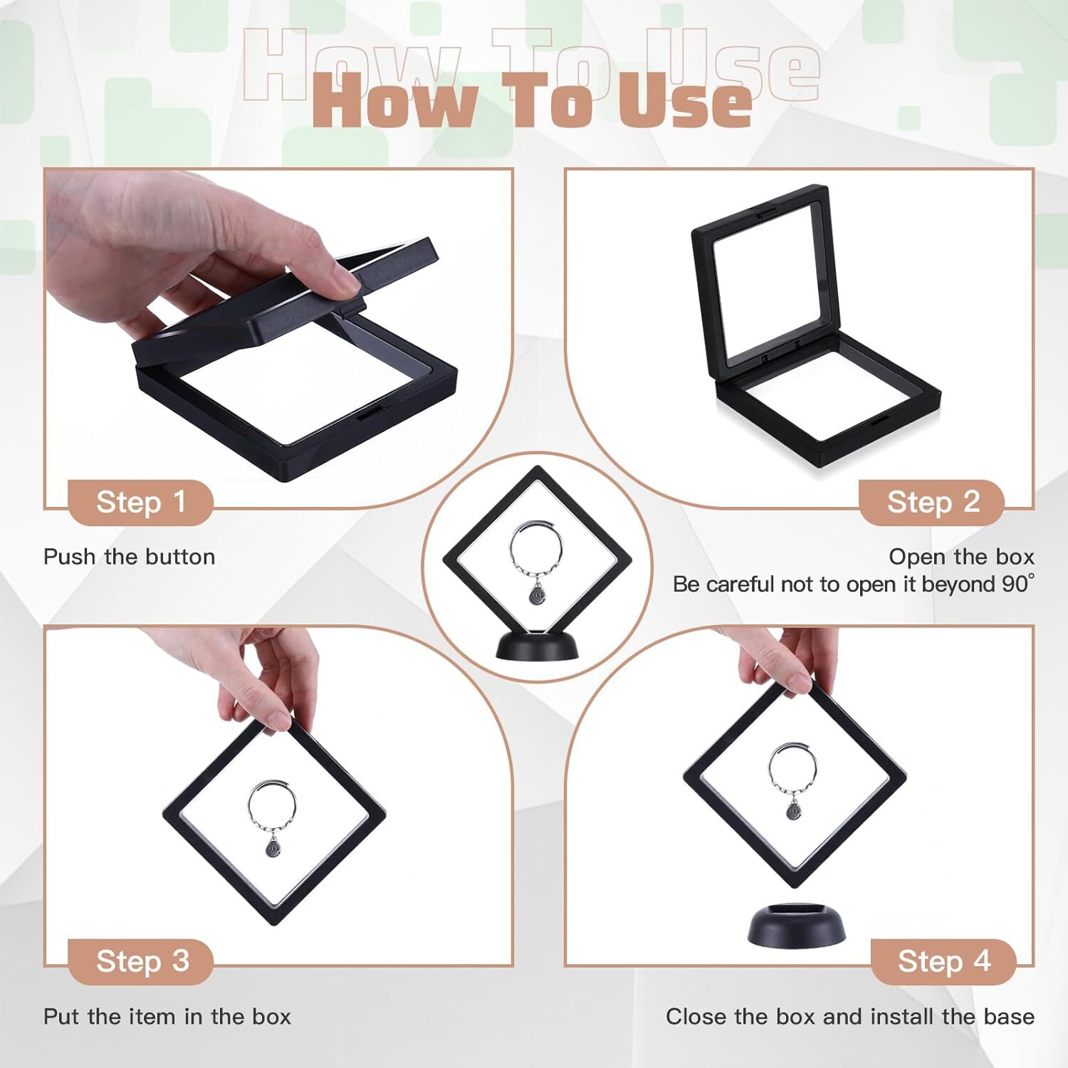30 Pack 3D Floating Display Stand Frame Case Coin Holder with Base Transparent