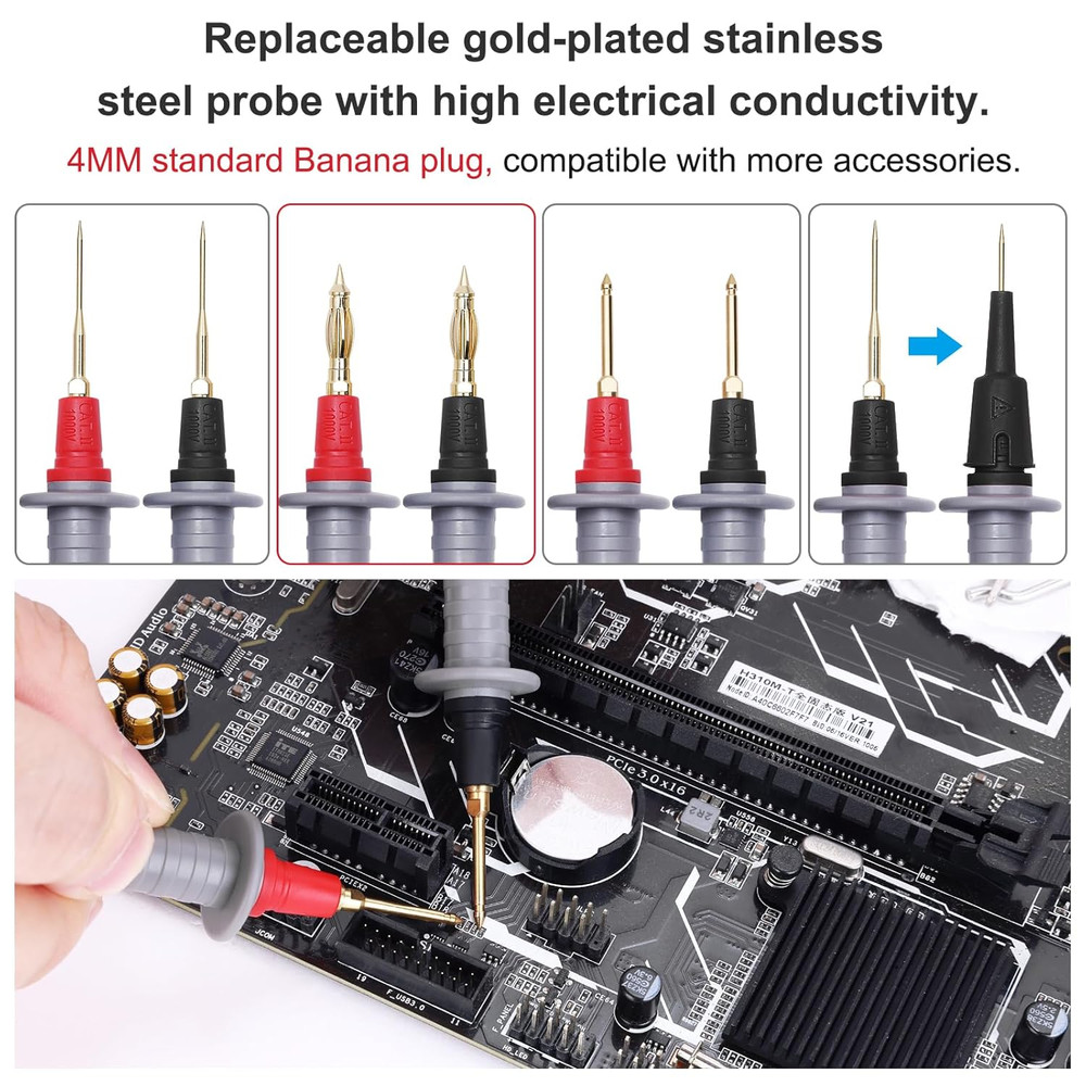 28 Pcs Multimeter Test Leads Kit Replaceable Gold-Plated Multimeter Probes Clips