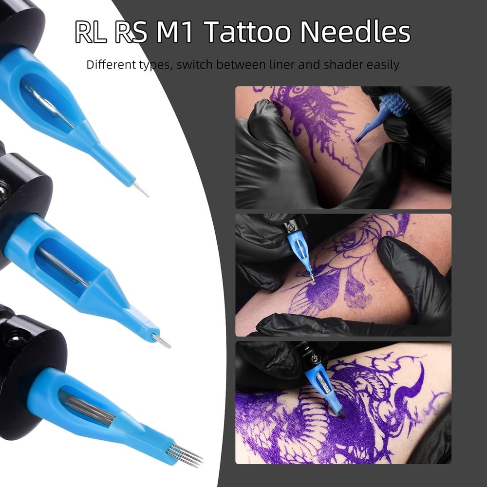 Tattoo Needles & Tips Set, ATOMUS 50pcs Disposable Mixed +...