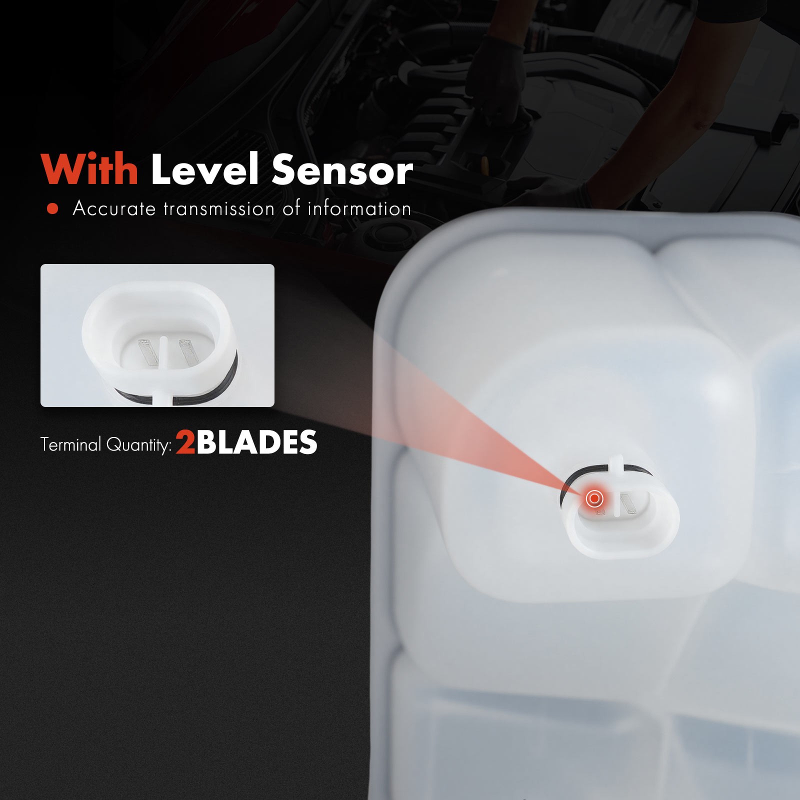 Front Coolant Reservoir w/ Cap & Sensor for Cadillac Seville 1998-2004 V8 4.6L