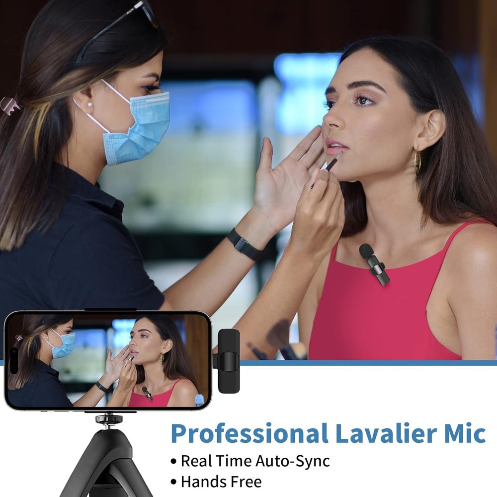 Professional Wireless Clip-on Lavalier Microphone for iOS - Easy Auto Connect