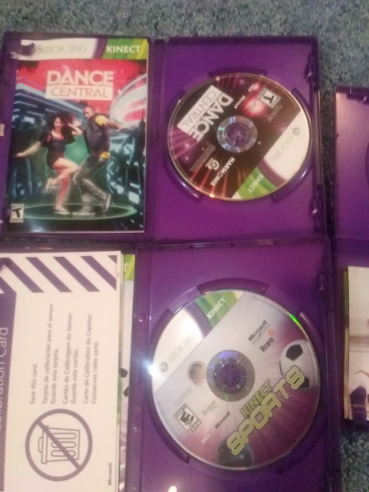 Xbox 360 Kinect Sensor Bar & 3 Games Lot