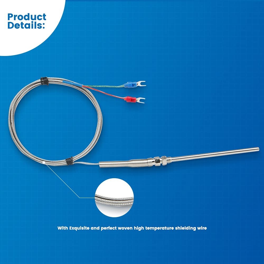 High Accuracy K-Type Thermocouple Sensor 2M Wire, 100mm Probe for Professionals