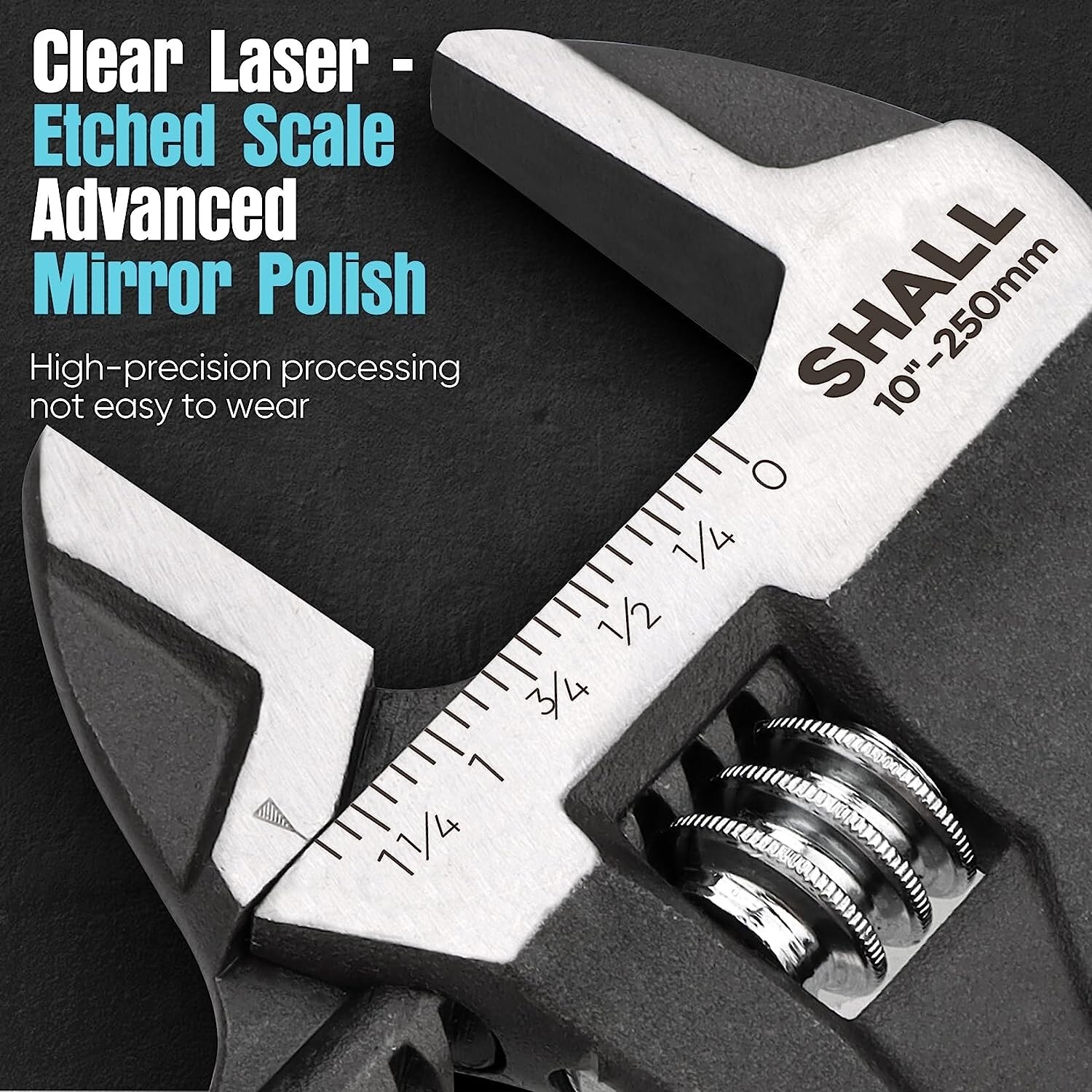 SHALL 3 Pc Adjustable Wrench Set,10/8/6 Inch Cr-V Steel Wrench with Cushion Grip