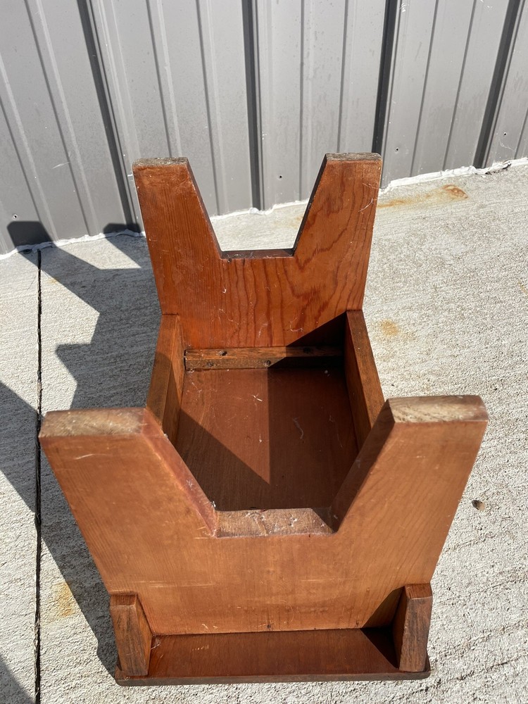 Vintage Wood Foot Stool Plant Stand Solid NLHB+