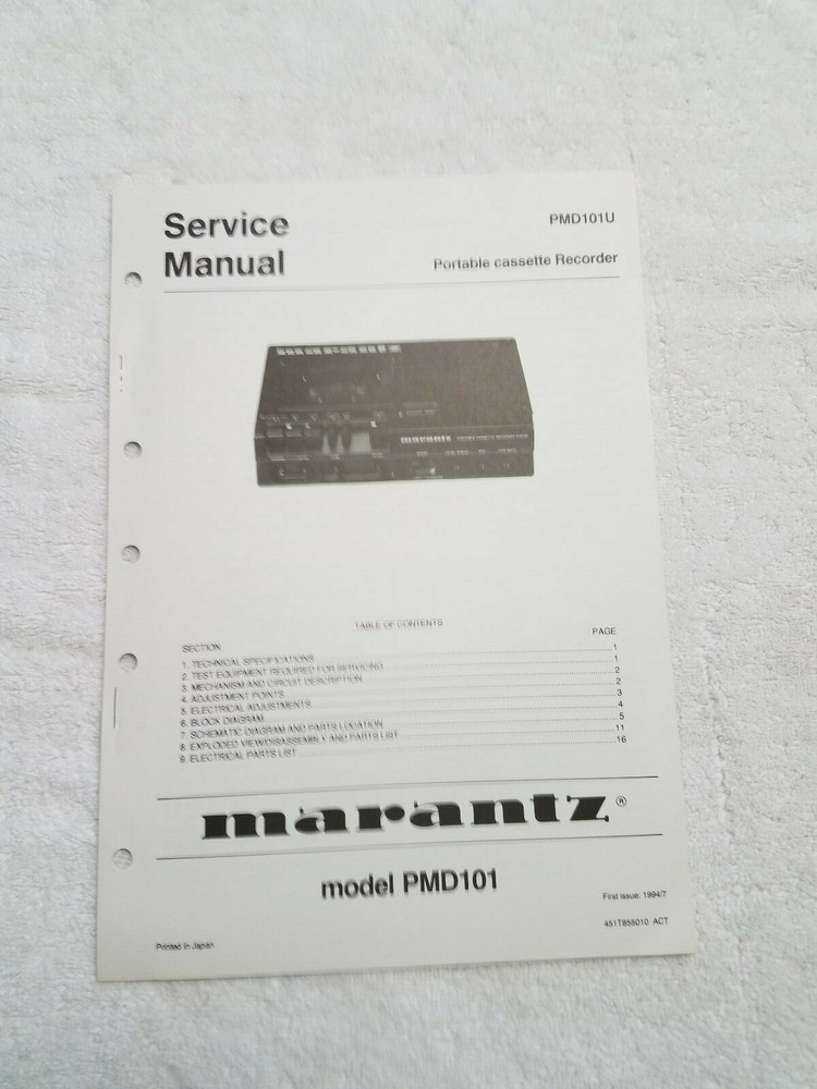 Brand New PMD101 Service Manual