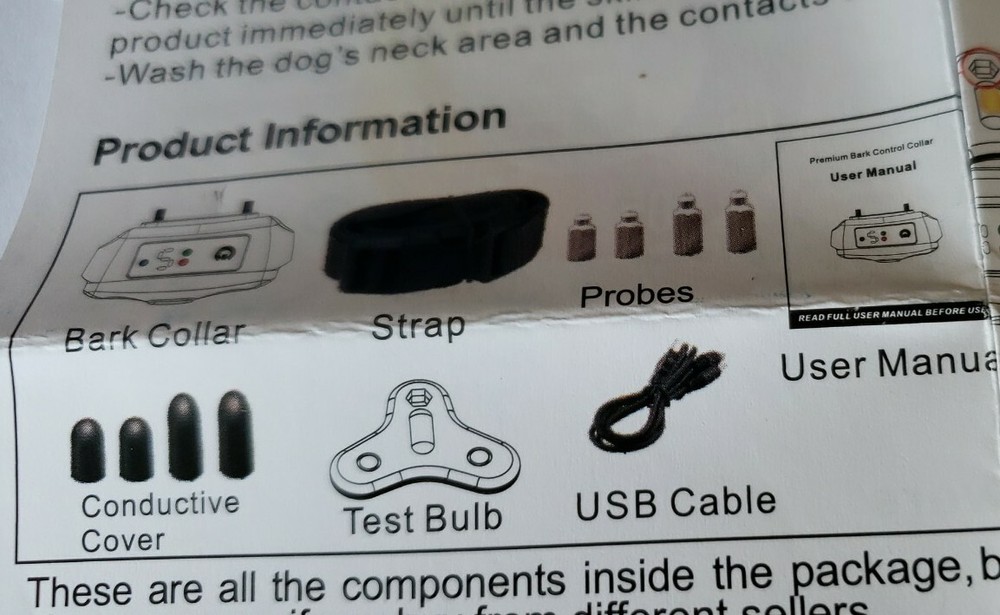 Smart Dog Bark Control Collar. Adj, waterproof IP67, test mode, vibrate/beep