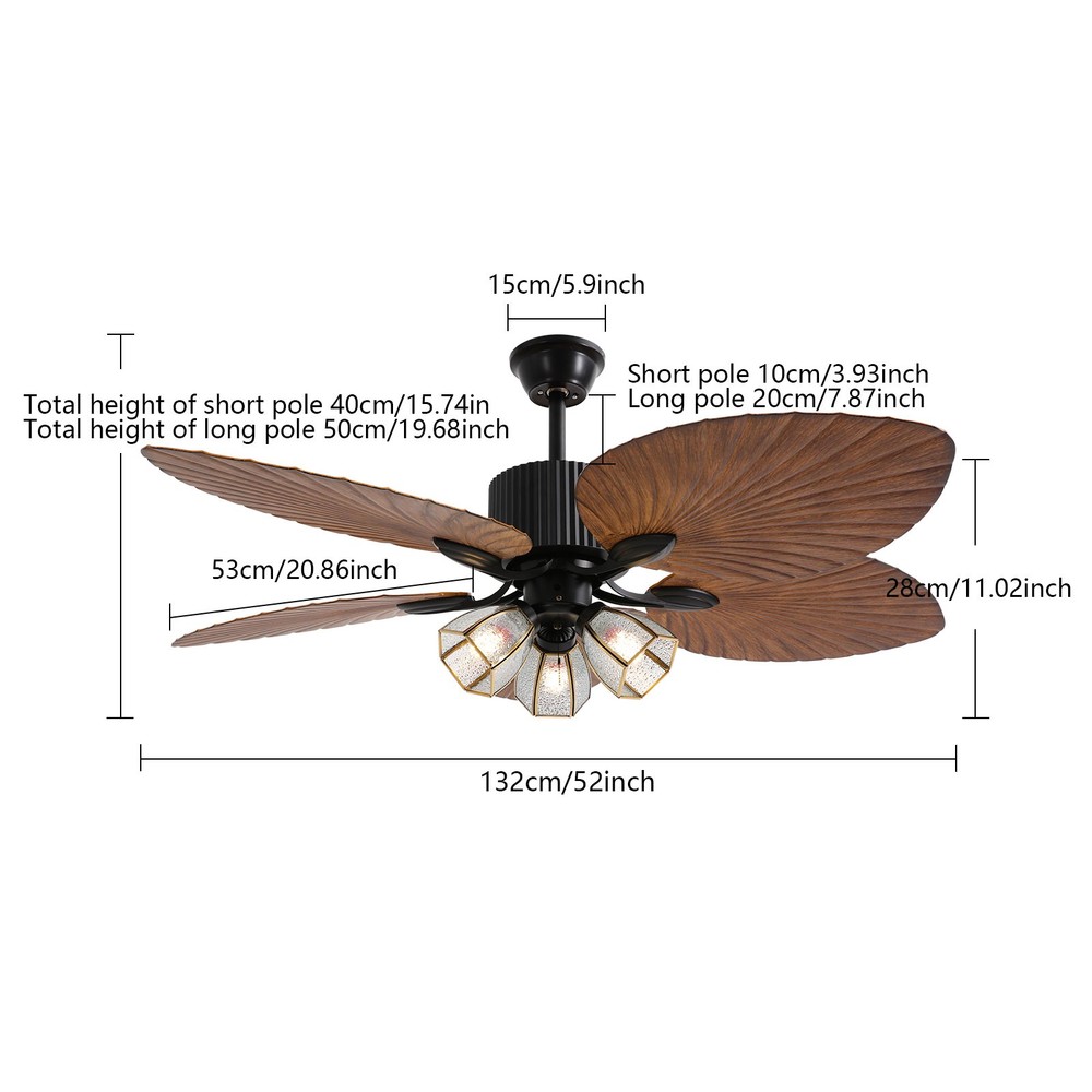 Ceiling Fan with Light, Remote Control Ceiling Fan Light, Reversible Fan Light