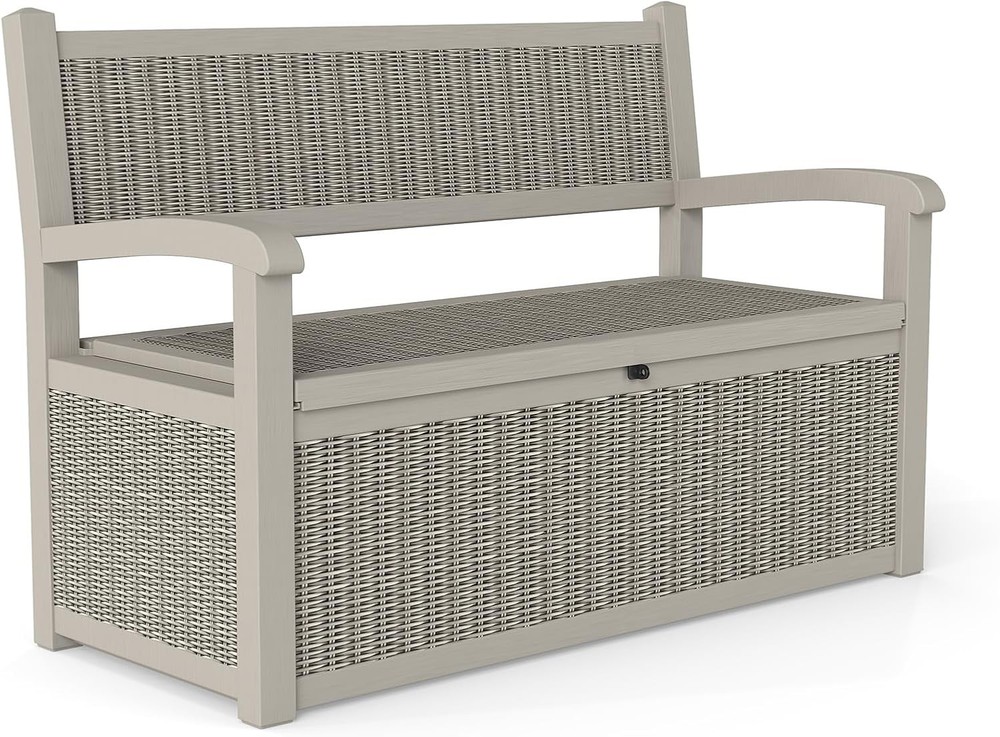 70 Gallon Storage Bench Deck Box,Patio Storage Benches with Armrest Lockable ...