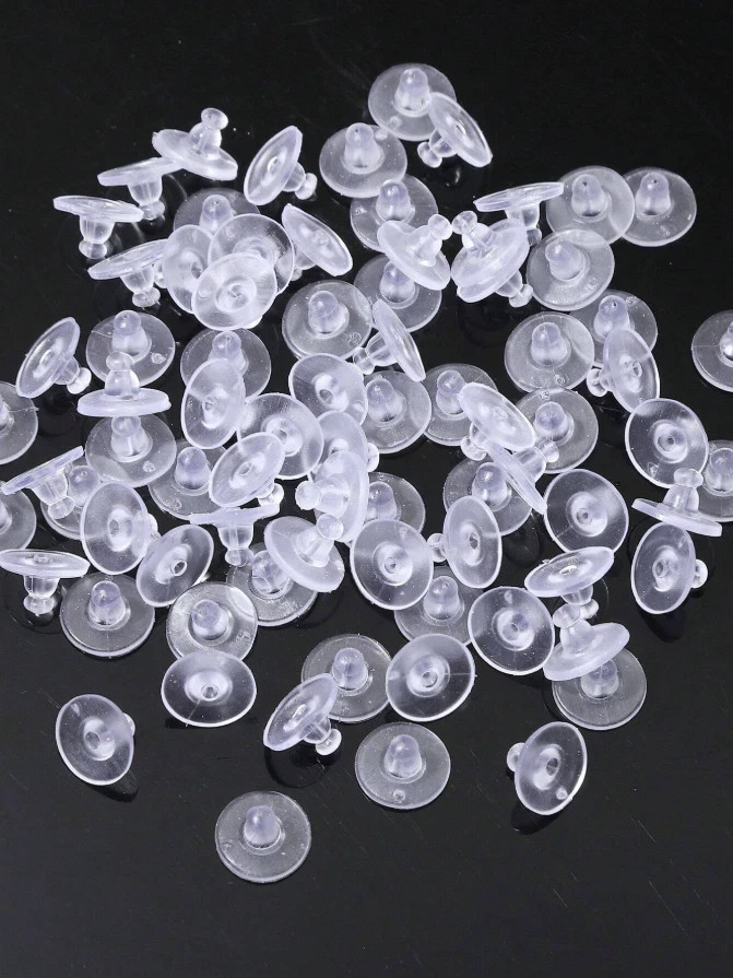 100 Pairs Silicone Earring Backs with Pad – Secure Hold for Heavy Drop Earrings