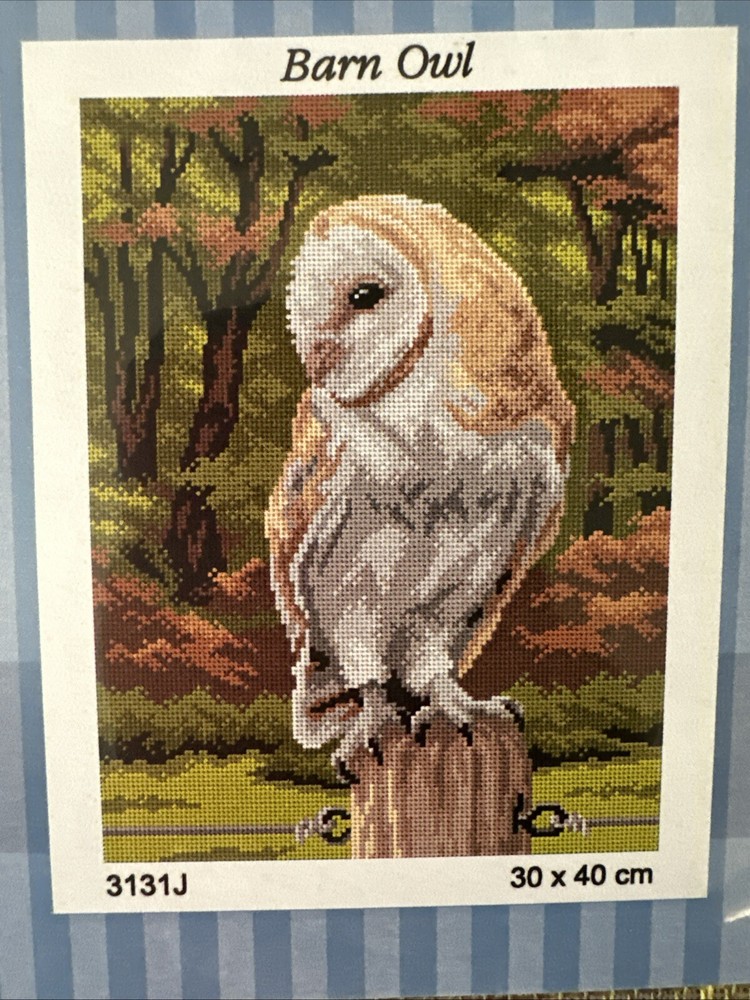 Printed needlepoint tapestry Canvas  30x40 cm Barn Owl