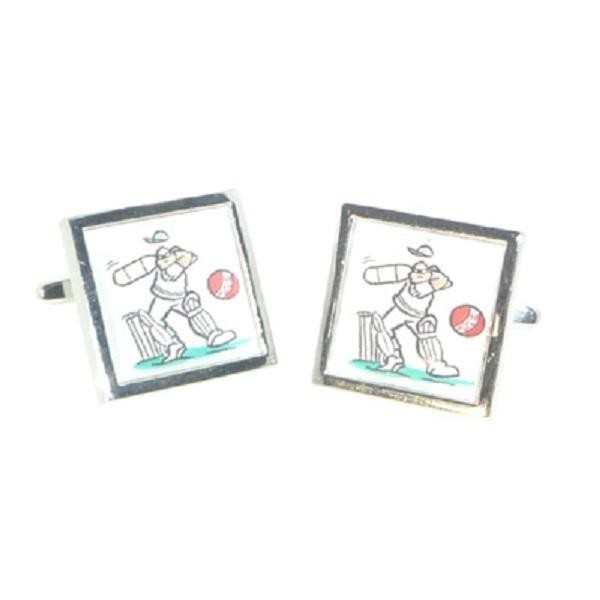 Cricket Player Cartoon Cufflinks X2CC021