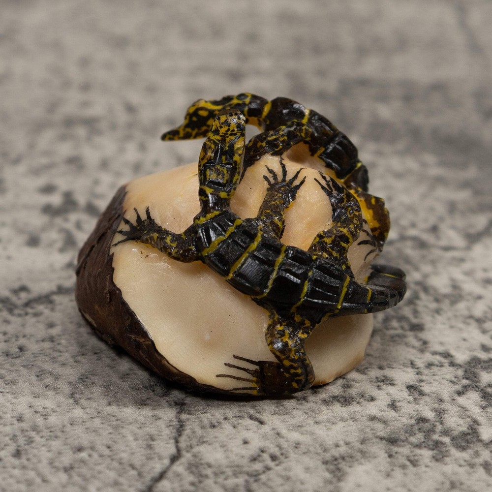 Double Alligator Crocodile Tagua Carving