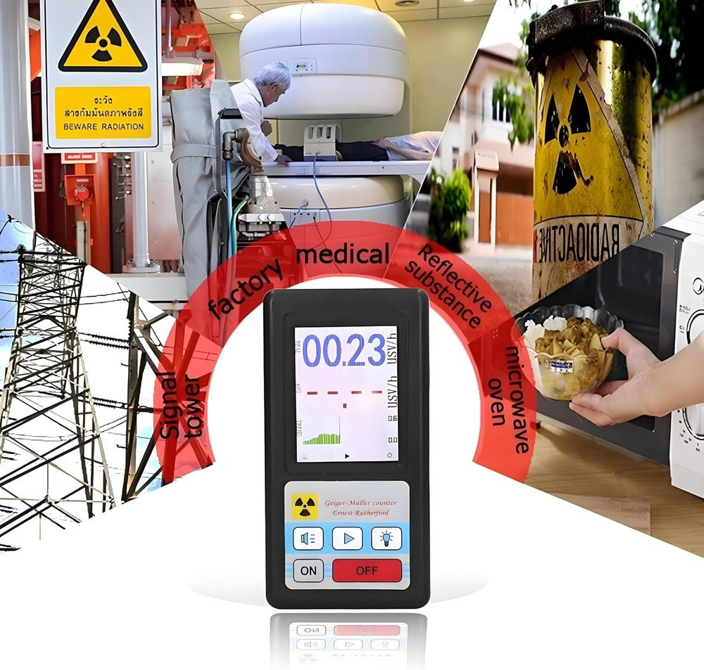 Handheld Geiger Counter - Rechargeable Radiation Detector with LCD Display