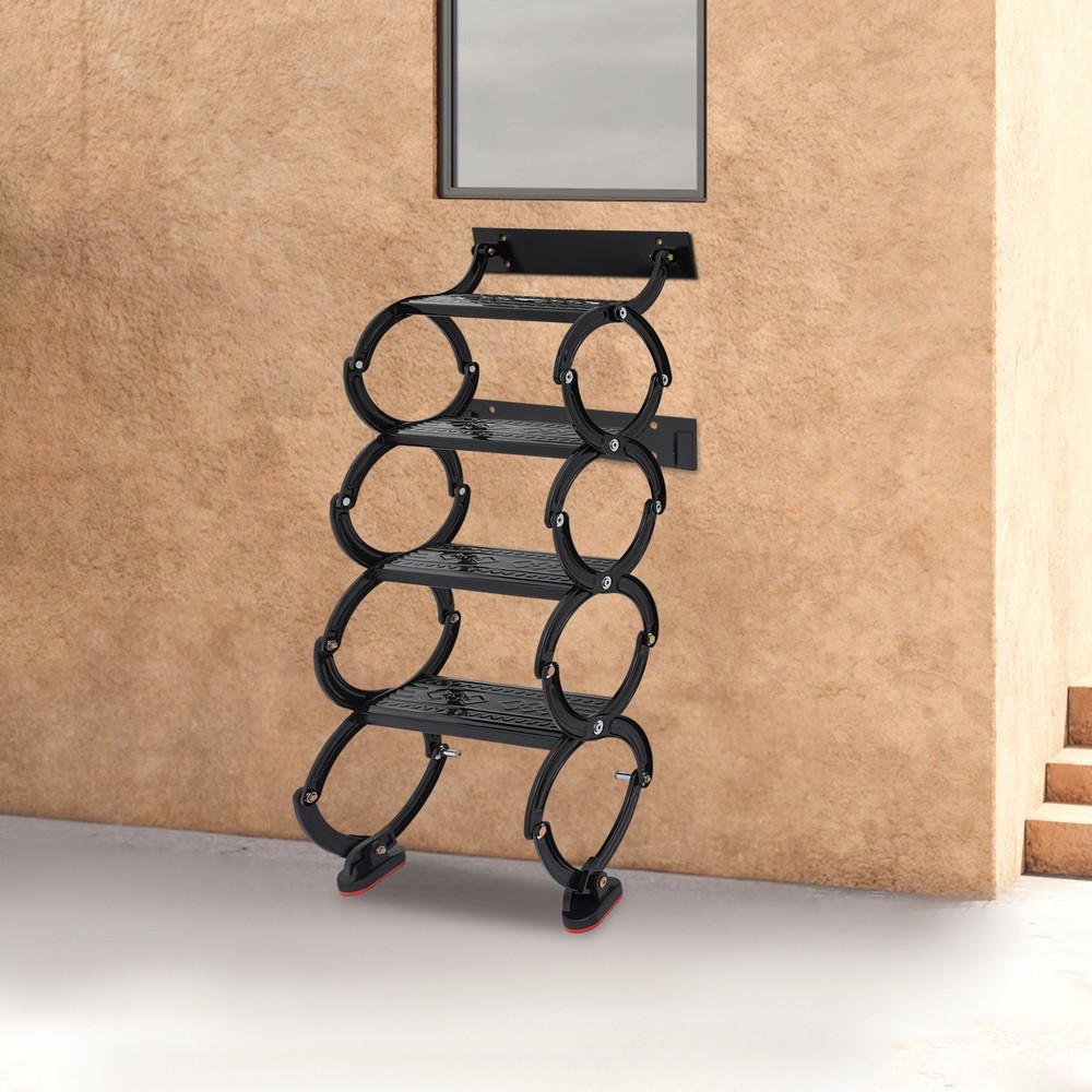 4 Steps Wall Mounted Attic Ladder, Pull Down Telescoping Step Ladder, Black New~