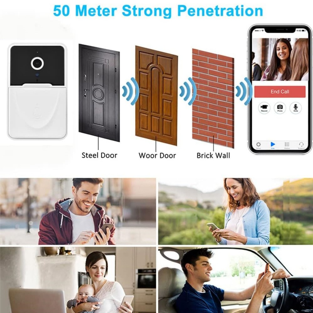 Wireless Doorbell Camera WiFi Video Intercom Security With Motion Detection