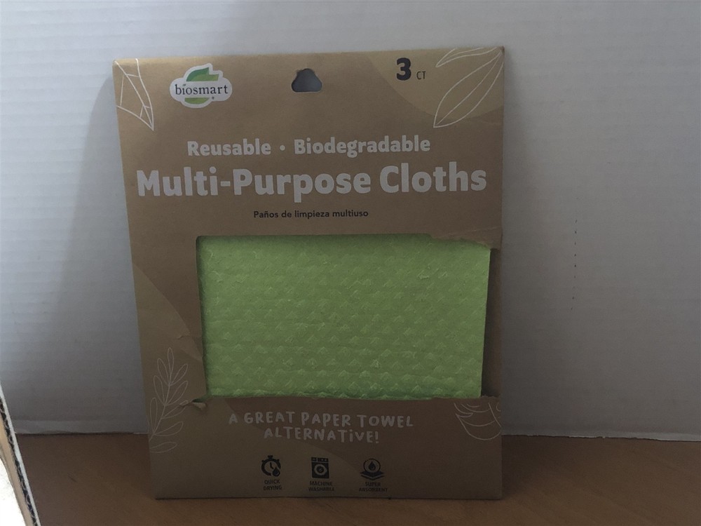 Biosmart Reusable Biodegradable Mutli Purpose Cloths 3ct