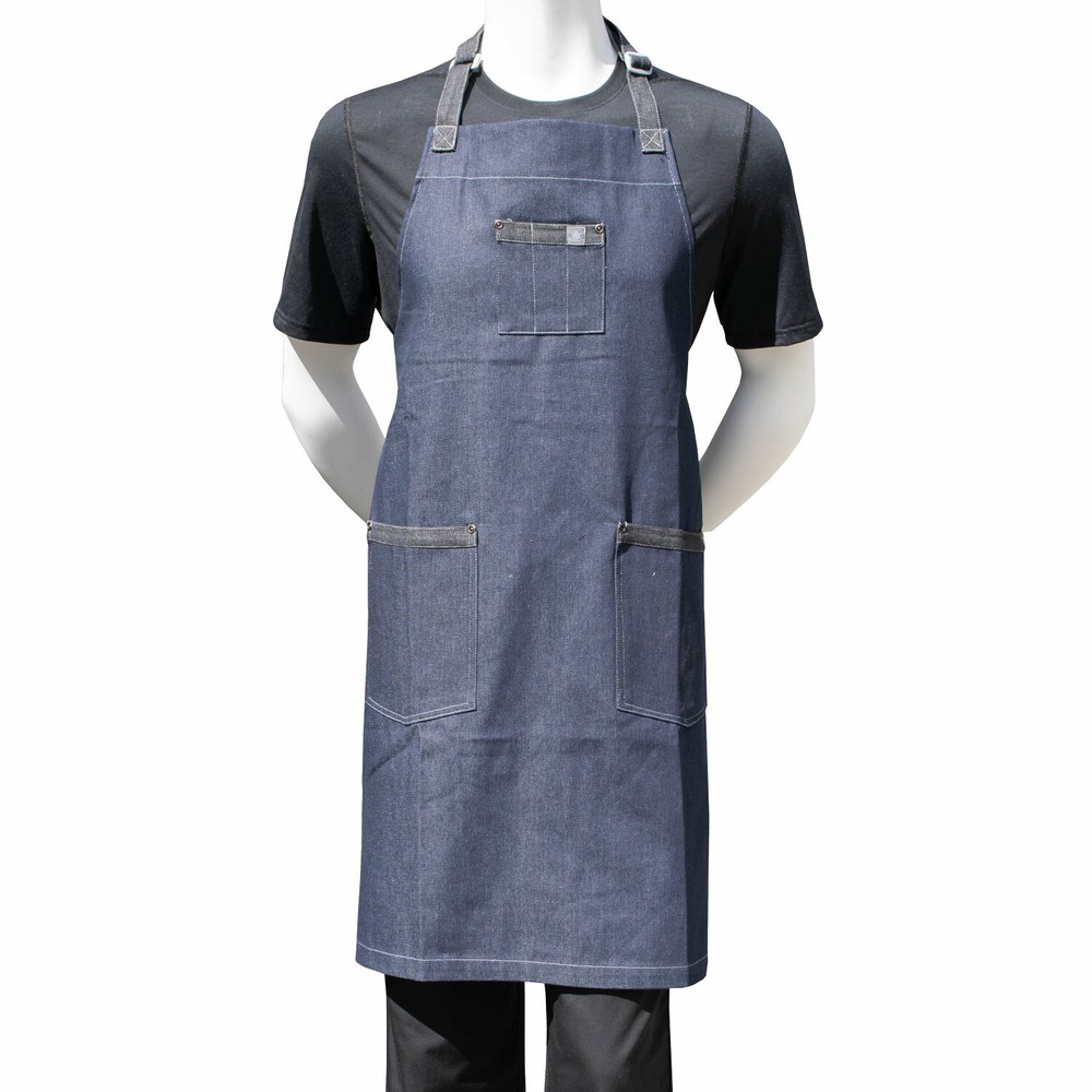 Chef Code 34" Denim Bib Apron with 3 Pockets CC531DNM