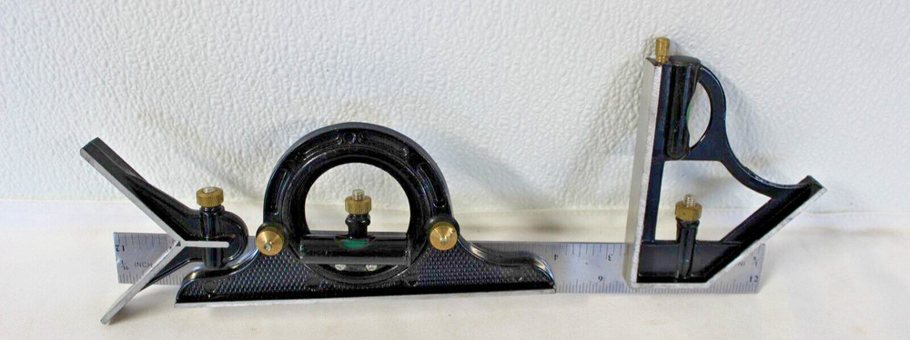 12" Combination Square Adjustable Sliding Ruler & Protractor Level Measure Set