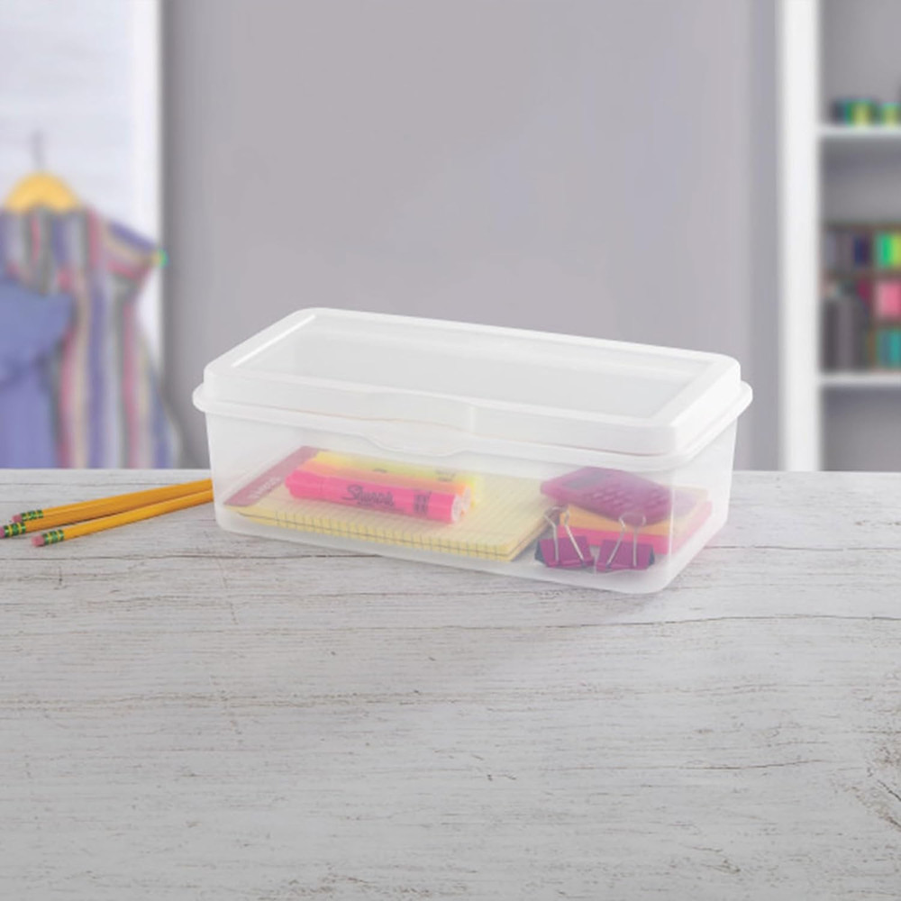 Clear Stackable Storage Bins with Hinging Lids - 12 Pack