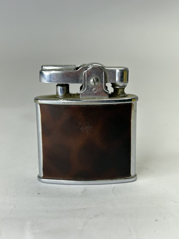 Vintage Ronson Standard Black & Chrome Striped Lighter Engraved- untested