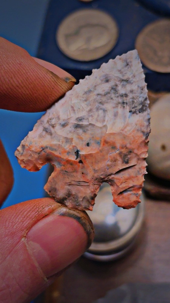 Flintknapped Flint Ridge Stone Arrowhead, Very Beautiful