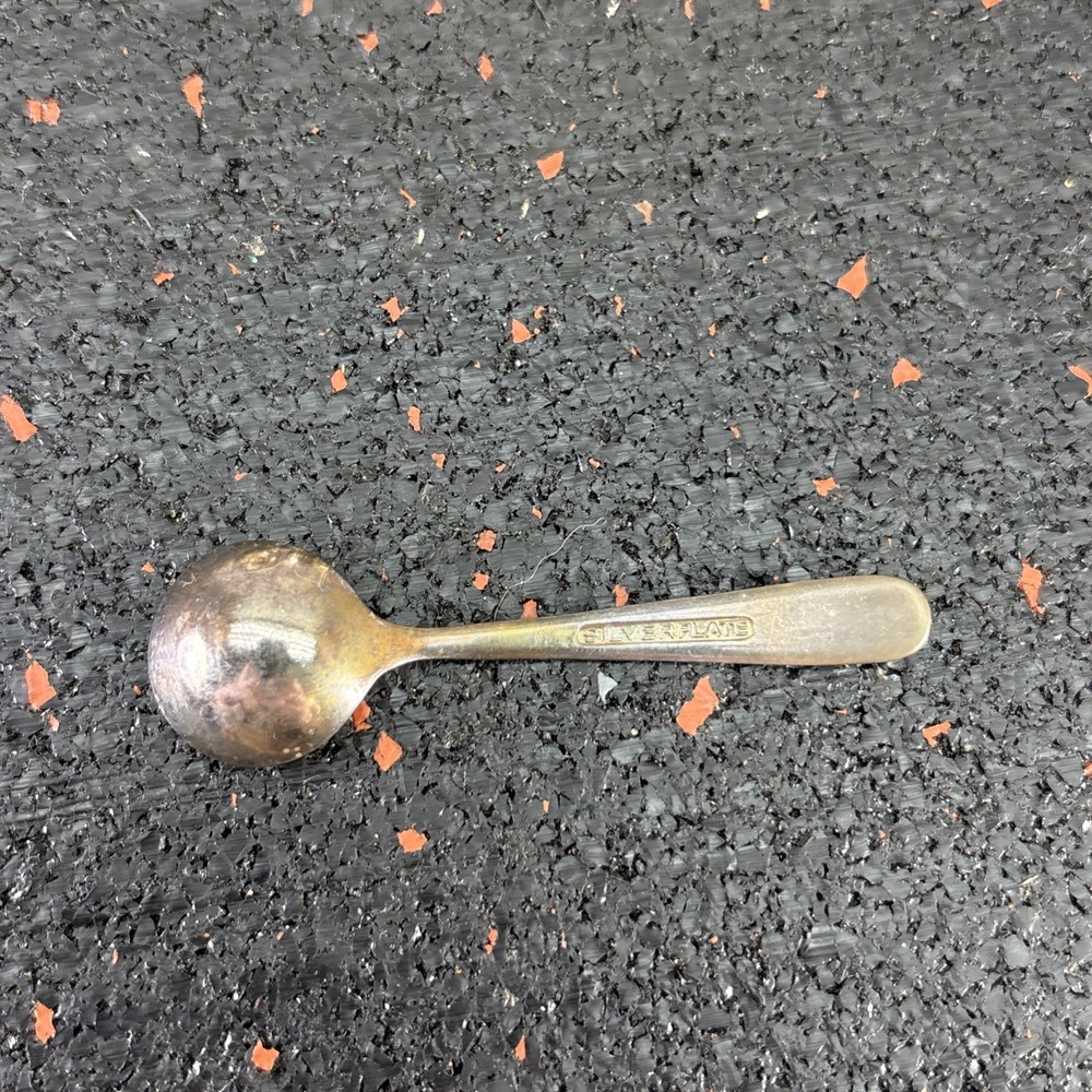 Vintage Silver Plate Apple for Sugar Or Salt Bowl With Spoon Condiment Jar