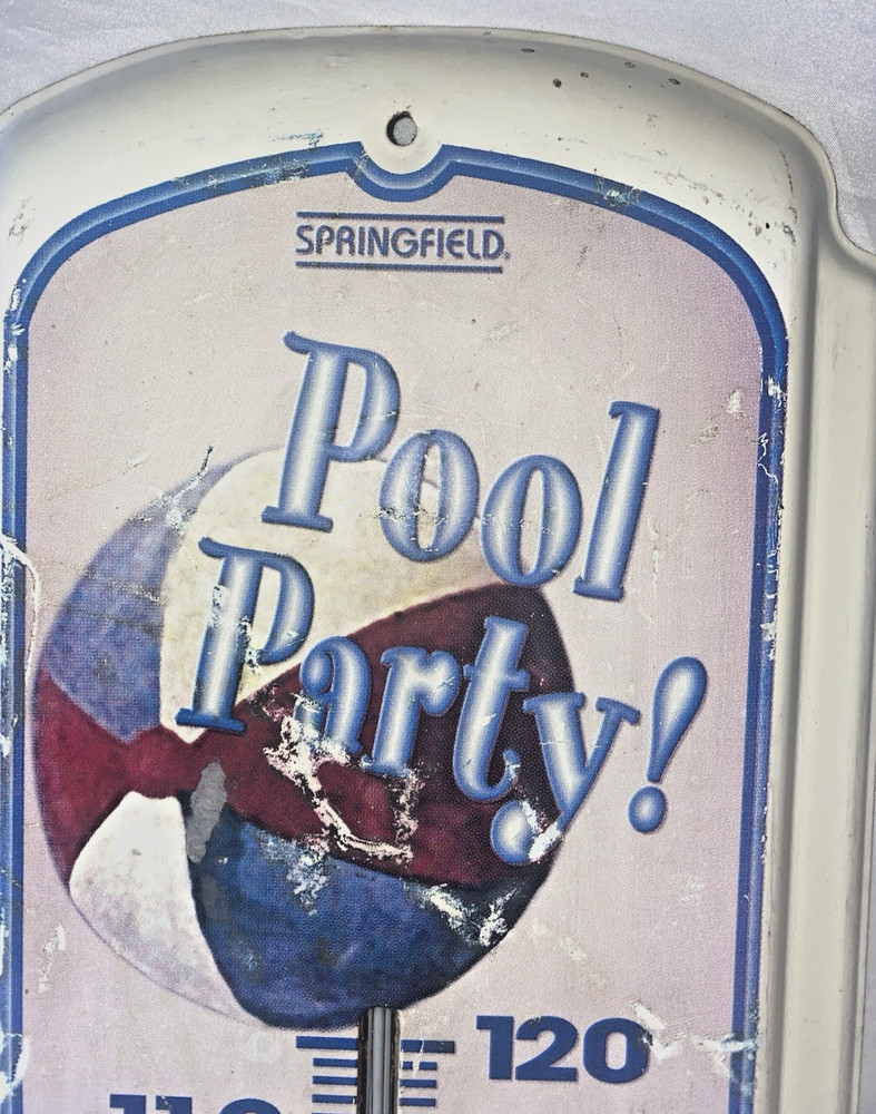 RECTANGULAR OUTDOOR WALL SPRINGFIELD THERMOMETER 1950s POOL THEME VINTAGE GIRL