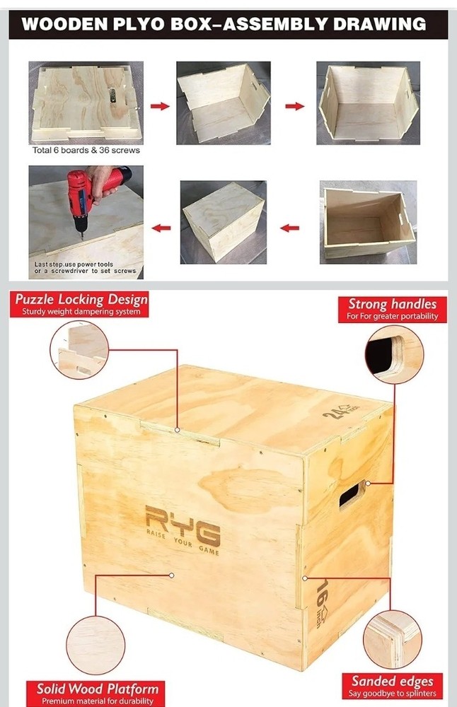 RYG Plyo Step/Riser Set Puzzle Locking Design, Bands, Rope, Ankle Weights