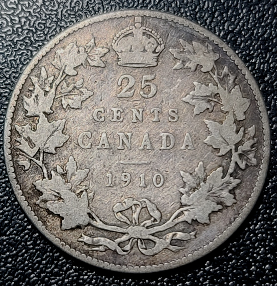 1910 Canada Silver 25 Cents DR527