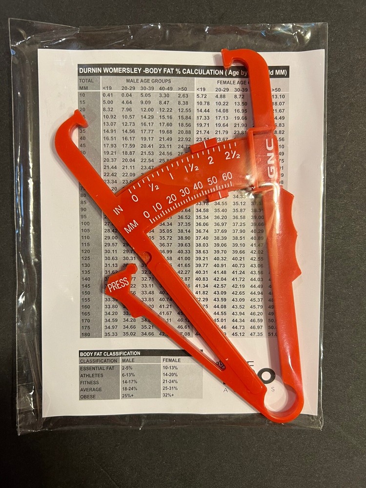 Fat Caliper-My GNC PRO Access-ABS Plastic W/Calculations and Instruction Guide