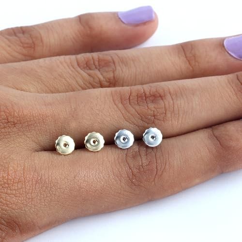 Elegant 14K Solid Yellow Gold Earring Back Replacement - Threaded Screw-On, Qual