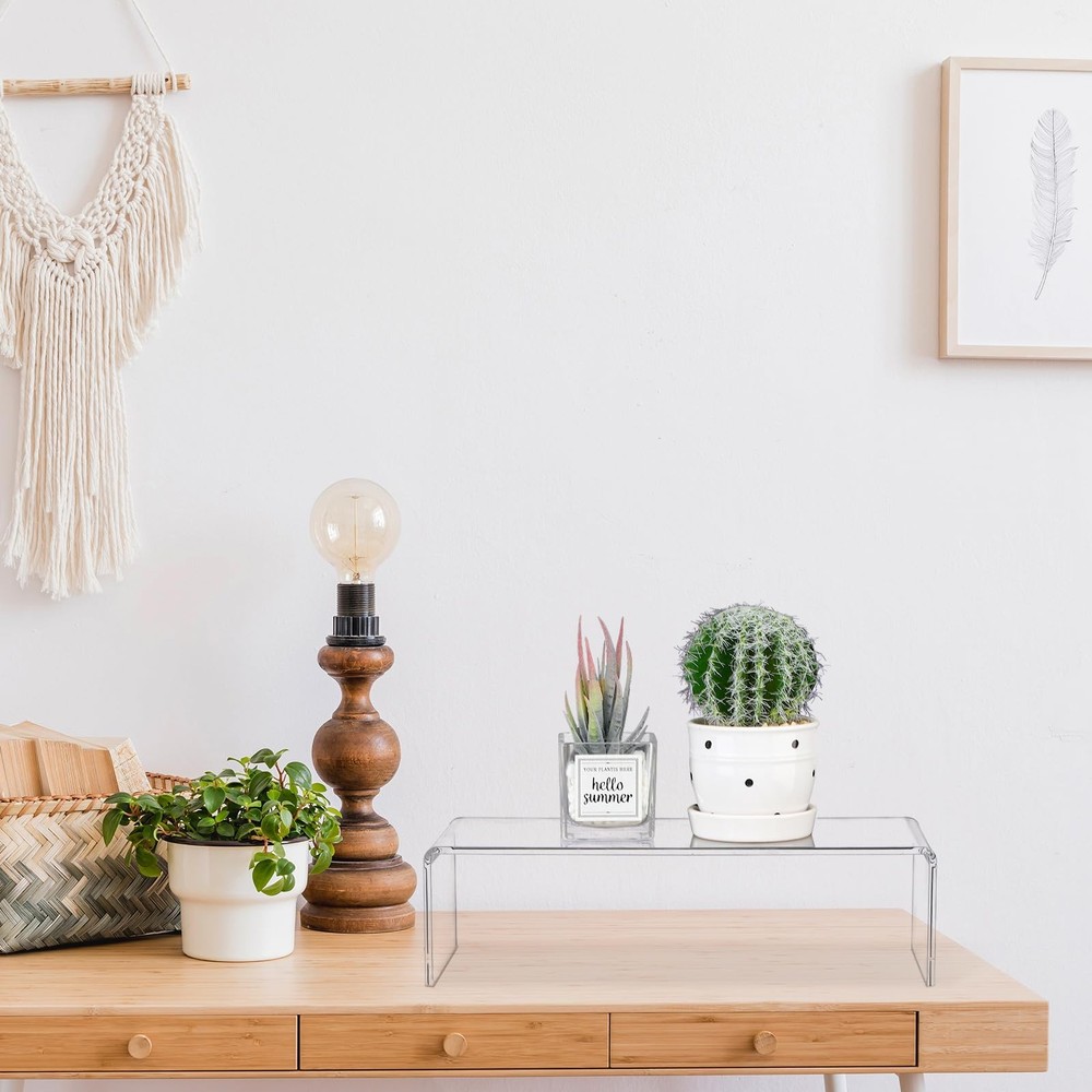 4 Pcs 12 Inch Acrylic Display Risers Rectangular Clear Cupcake Stand Holder L...