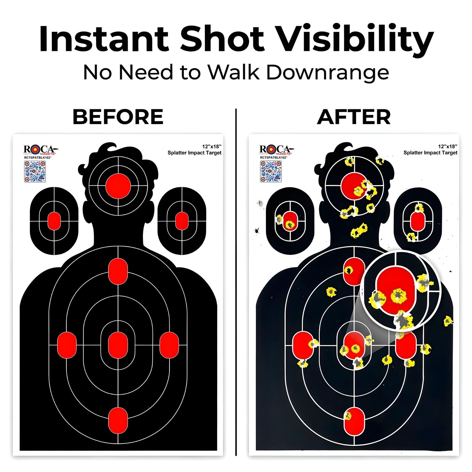 Splatter Target, Reactive Silhouette Impact Target, M 12x18" 10 Pk