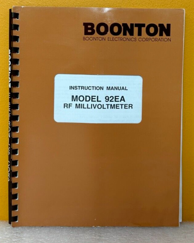 Boonton Electronics 98201600C Model 92EA RF Millivoltmeter Instruction Manual.