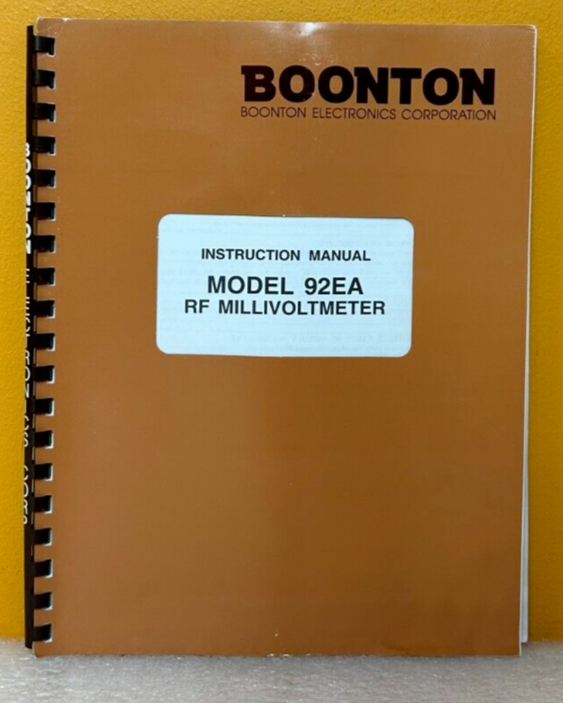 Boonton Electronics 98201600C Model 92EA RF Millivoltmeter Instruction Manual.