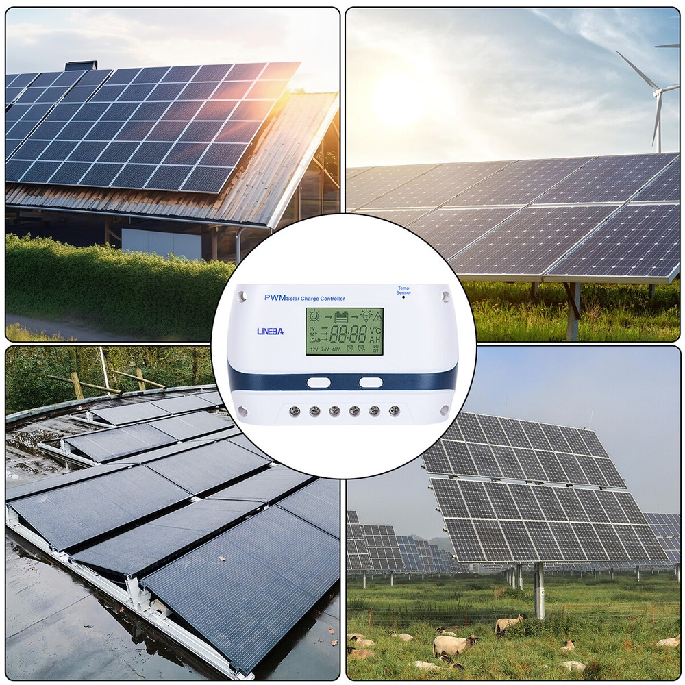 5200W Temp Sensor Solar Charge Controller USB Battery PV Regulator 100A/12V-48V