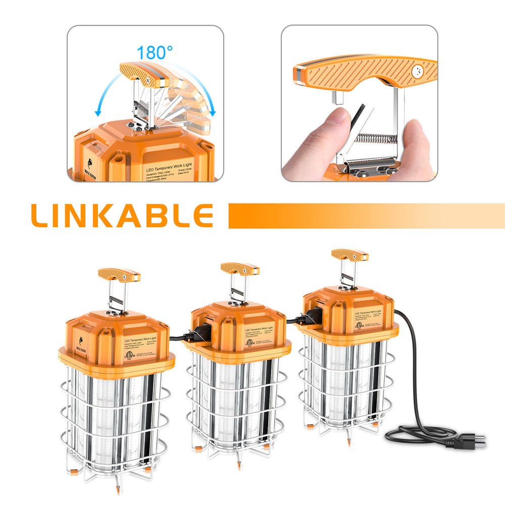 LED Temporary Work Light 125W Durable Super Bright Linkable Work Light (500W Eq)