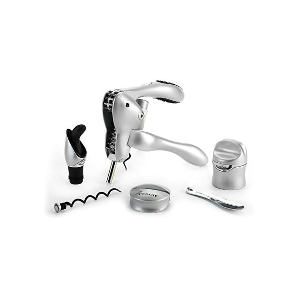 Rabbit Wine Tool Kit (Silver), 6 Piece Set Silver Fast Ship