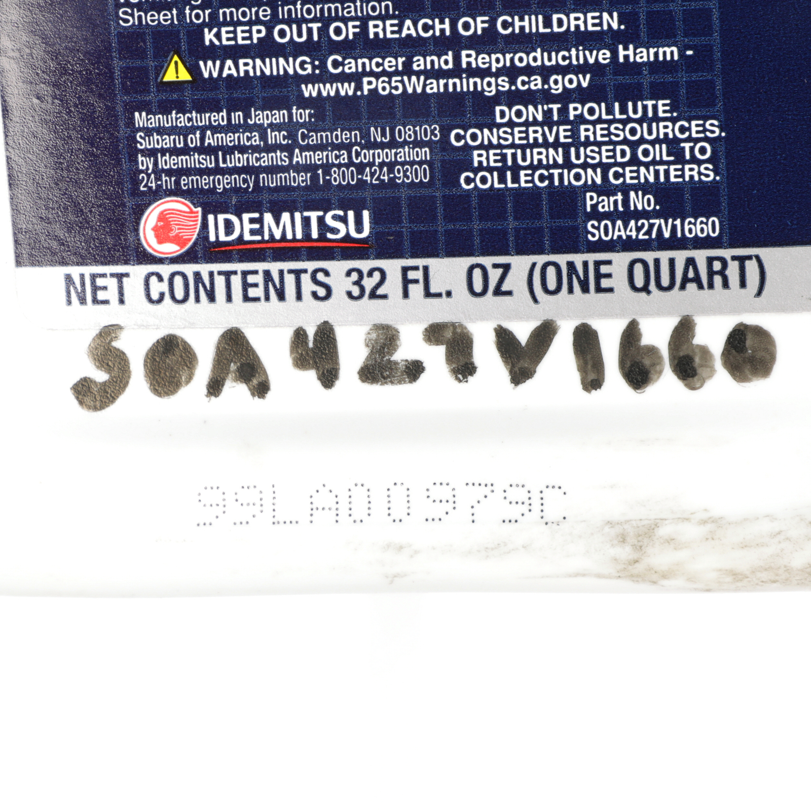 OEM NEW Subaru CVTF-II Continuously Variable Transmission Fluid SOA427V1660