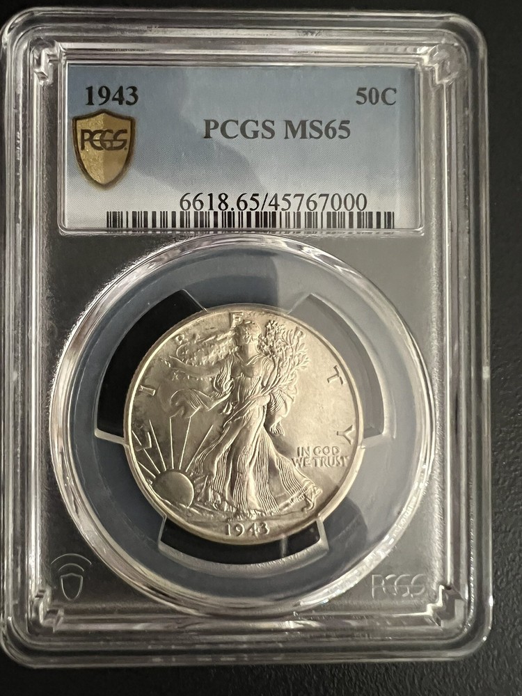 1943 50C Walking Liberty Gem PCGS MS65 Blast White