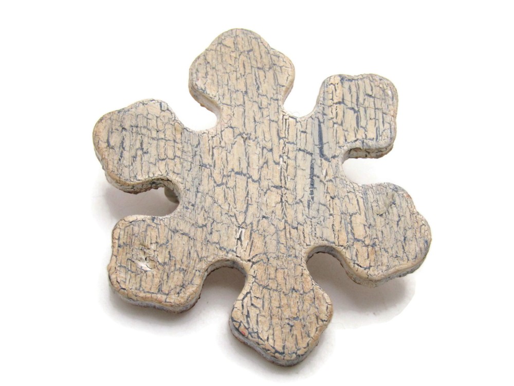 Texture Painted Wood Snowflake Pin