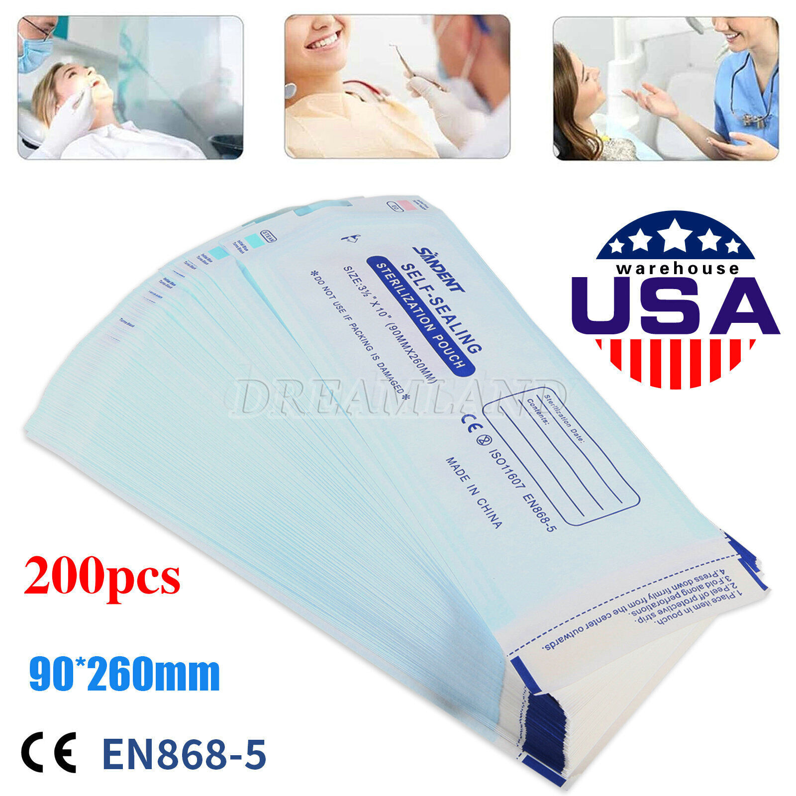 Self Seal Sterilization Pouches, Sterilizer Bags for Dental, Tattoo, Nail 3.5x10
