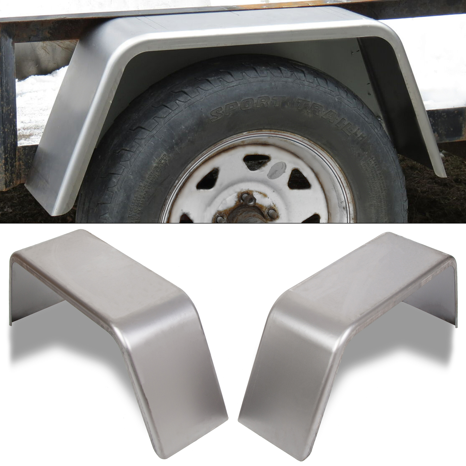 Set of 2 Square Steel Cargo Trailer Fenders Pair 14"-16" wheels