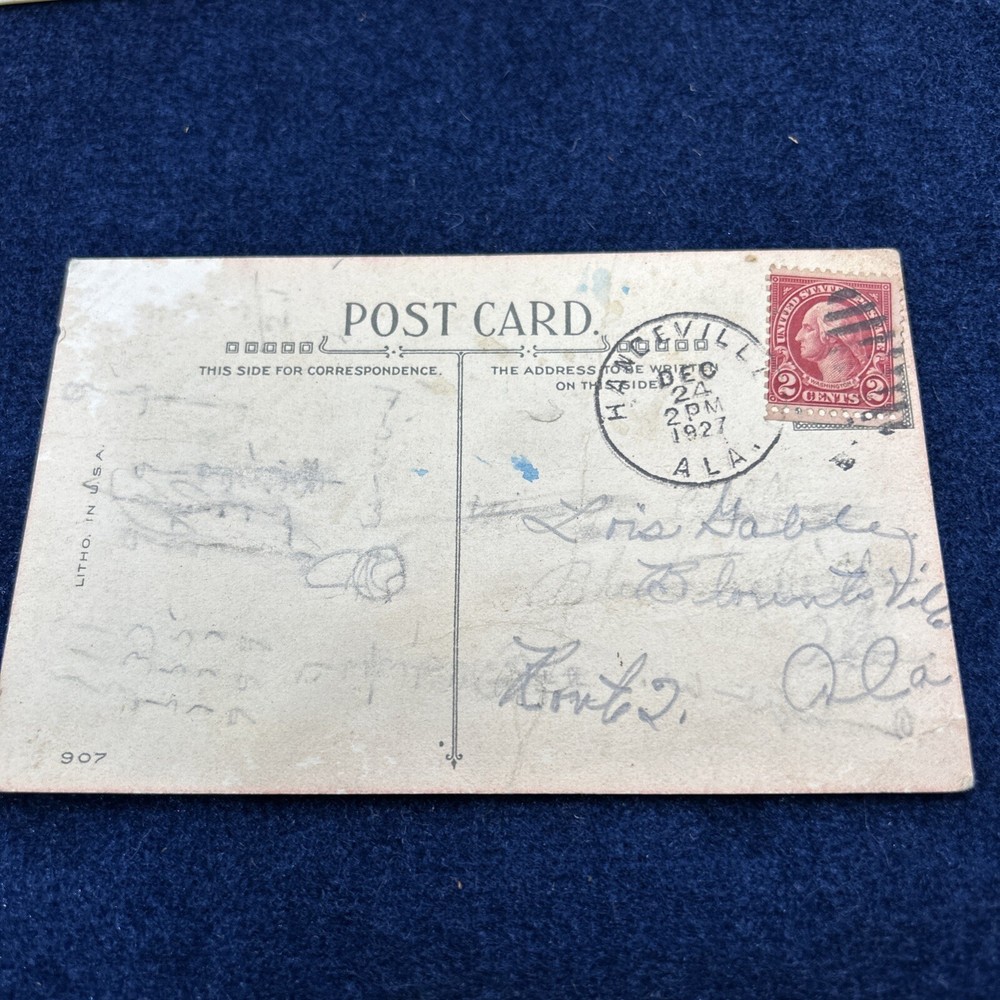 george washington stamp Two Cent Postmark 1927 Christmas Postcard