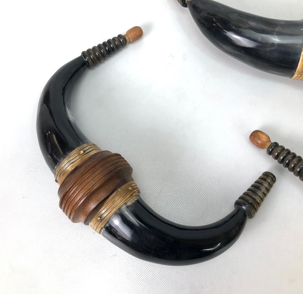 Handmade Double Ender Powder Horn - Dark Mottled